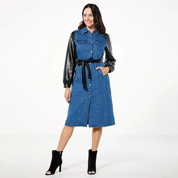 kathy ireland Fashion 360 kathy ireland® Fashion 360 Denim British Tower Maxi Trench Coat