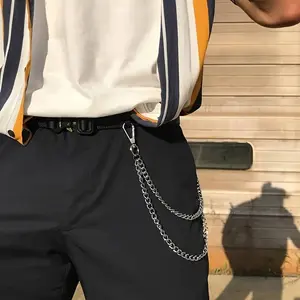 Punk Goth Pants Chain, Multilayer Metal Waist Chain, Hip Hop Street Style Wallet Chain, Versatile Bag Charm Keychain Accessories for Men Women