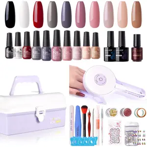 Gellen Gel Nail Polish Kit – 10 Elegant Nude Colors, 36W UV LED Nail Lamp, Storage Box & Manicure Tools – All-in-One Starter Halloween Gift Set Matte Glitter