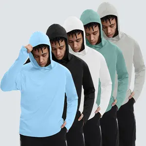 CXQVRLIXO 5 Pack Men's Athletic Hoodies Long Sleeve Fishing Shirts for Men UPF 50+ SPF UV Sun Protection Shirts Rash Guards