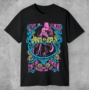 Janis Joplin Vintage Tee 70s Rock Band Shirt Retro Graphic Unisex Cotton Gift
