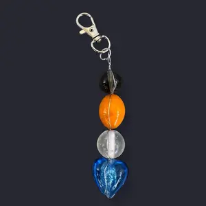 Multicolor Glass Bead Wire Wrapped Keychain