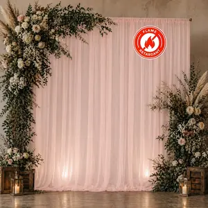 Chiffon Backdrop Curtain Panel 10ft x 10ft – Blush Durable Flame Resistant Sheer Draping Fabric with Rod Pocket