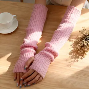 1 pair Women'S Half-Finger Gloves - Elastic Fingerless Warmth, Stretchy & Comfortable for Winter Touchscreen Use, Winter Gloves, Solid Color Gloves, Warm Fingerless Gloves Winter Thick Warm Wrist Cover