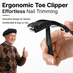 Professional Toe Nail Clippers for Thick Nails, Heavy Duty Podiatrist Toenail Nipper with 40° Curved Blade for Seniors, Precision Ingrown Nail Tool Set with Nail File, Easy Grip Trimmer for Men and Women