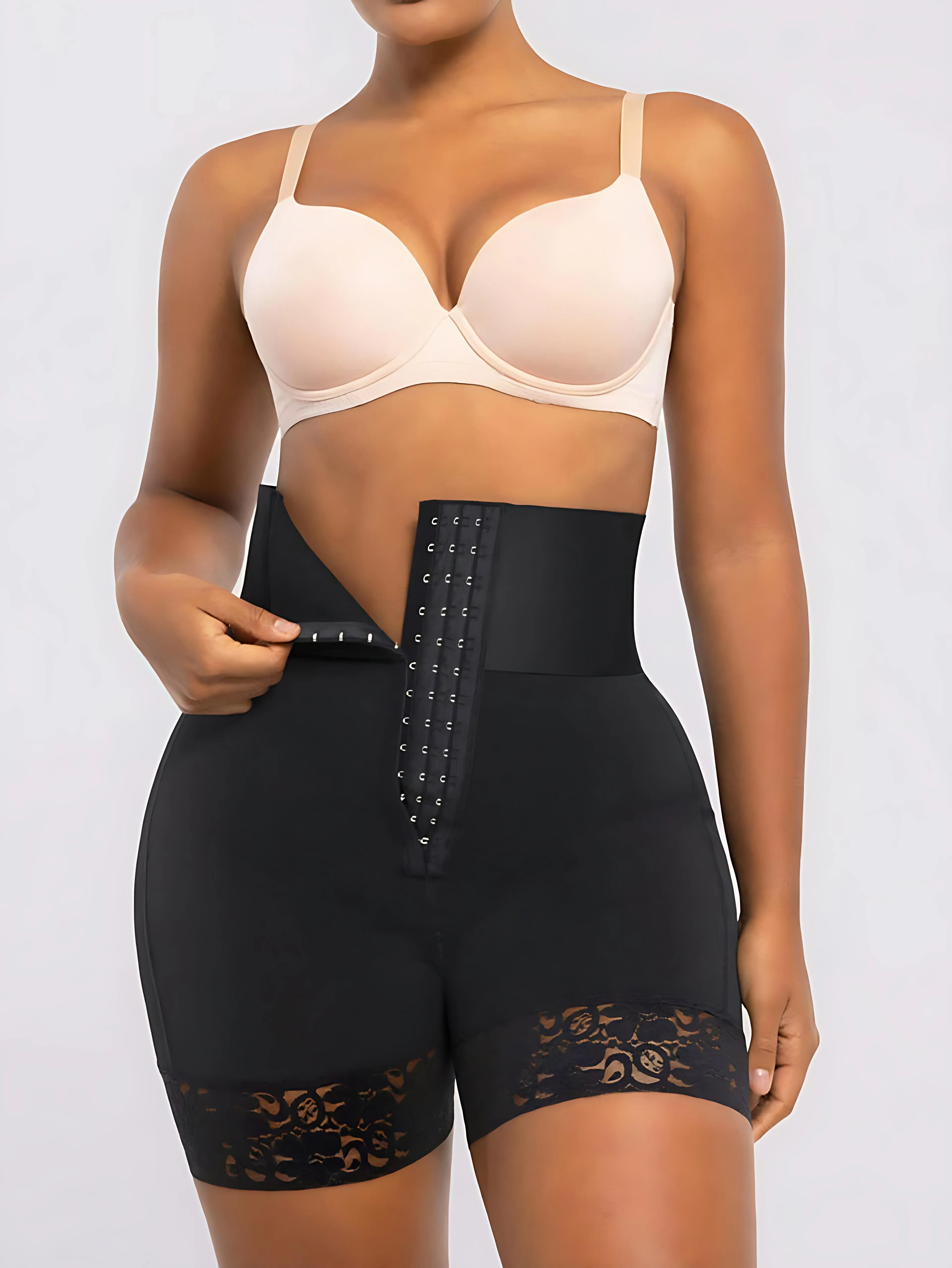 Super High Waisted Shapewear Shorts for Women Tummy Control Butt Lifter Fajas Colombianas Front Hook Waist Trainer Body Shaper Plus Size Seamless Firm Compression Postpartum Underwear Snatched Silhouette Spring Dress Wedding Guest, Fabric