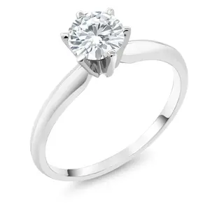 14K White Gold White Moissanite Solitaire Engagement Ring For Women | 0.80 Cttw | Round 6MM | Gold Ring For Women | Wedding Engagement Anniversary Promise Ring For Women