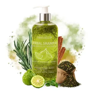 Viral Bergamot Herbal Shampoo 1000ml (33 fl oz) – With 7 Extracts: Rosemary, Ginger, Anise, Green Tea, Horsetail & Cinnamon – Add Herbal Bag to Activate Natural Benefits