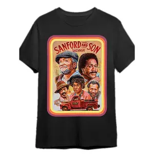 Sanford & Son Vintage Style Men's T-shirt-, Short Sleeve, round Neck, Classic TV Show Design-Suitable for Casual Wear and Theme Parties, Vintage T-shirt Tropical Breathable Menswear Soft Top Asian
