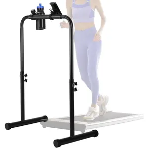 Large Handle Bar for Walking Pad Only with Phone Holder and Cup Holder Adjustable Handrail Height Comfortable Grip Stainless Steel Frame Overbold