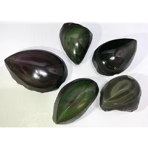 Wholesale Lot 2 Lb Natural Rainbow Obsidian Half Polish Crystal Healing Energy