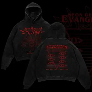 Can Not Advance Evangelion Retro Vintage Unisex Oversize Acid Washed Heavyweight Cotton Hoodie, graphic hoodies men clothing streetwear