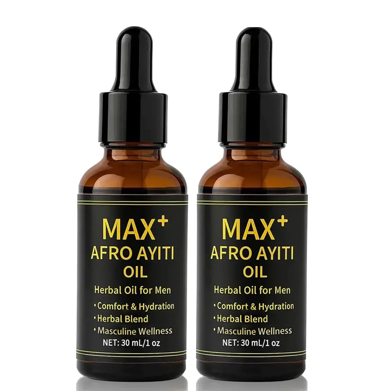 Max+ Afro-Inspired Men's 30ml Herbal Hair Oil, Natural Plant-Based Haircare Elixir, Lightweight Moisturizing & Hydrating Hair Treatment, Summer Vibes Daily Hair Care