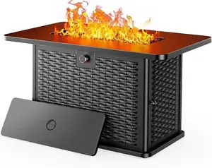 43-Inch Rectangular Propane Fire Pit with 60,000 BTU Output, Gas, Cover, Rocks, and CSA-Certified 2-in-1 Table for Gatherings and Parties, Featuring a 304 Stainless Steel H-Burner#TikTokShopBlackFriday