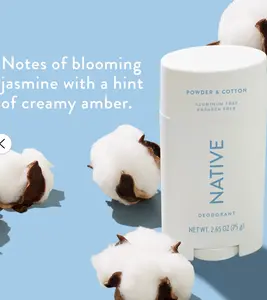 Native Deodorant Powder & Cotton Scent Aluminum Free Paraben Free for Women Men 2.65 oz Cruelty Free Vegan