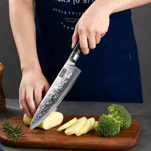MDHAND Kitchen Chef Knife, 8 Inch Ultra Sharp Damascus Knife, Professional VG10 Super Steel Japanese Knife with Balanced Pakkawood Handle, Cooking Knives for Home Kitchen Gift Idea, Elegant Box #Summervibes
