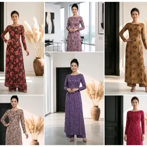 Áo Dài Cách Tân G1 ( Vietnamese Size ) Áo Dài Vải Thun Gấm / Women Ao Dai / Girl Ao Dai / vietnamese ao dai / Áo Dài Tết / Luna Ao Dai
