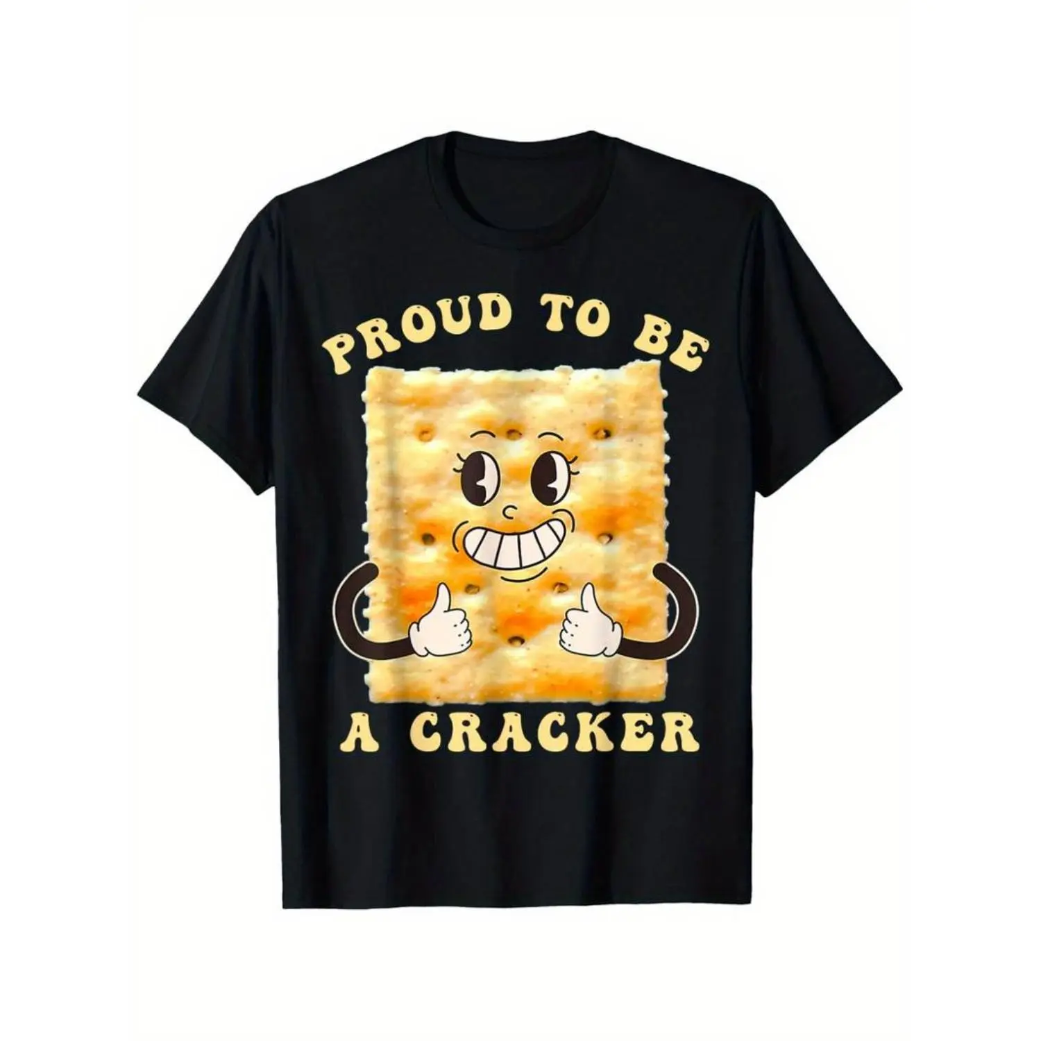 Men's Cotton Short-Sleeve Casual Crew Neck T-Shirt - Proud to Be a Cracker Funny Snack-Themed Fashion Lightweight Streetwear Top, Unisex Golf Gift Apparel