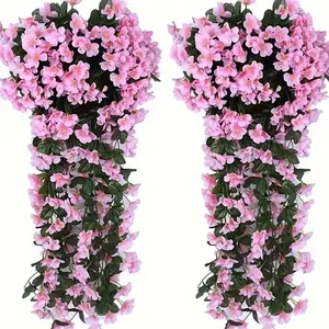 4pcs Realistic Vine Hanging Plants, Outdoor/indoor Plastic Vines with Flowers, Dense Leaves, Wedding Garden Decor, Decorative Flowers