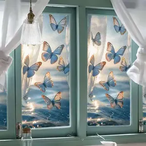New Butterfly Static Adhesive Glass Film, Privacy Protection, Anti-Spy, Shade & Light Control, Suitable for Bathroom Windows
