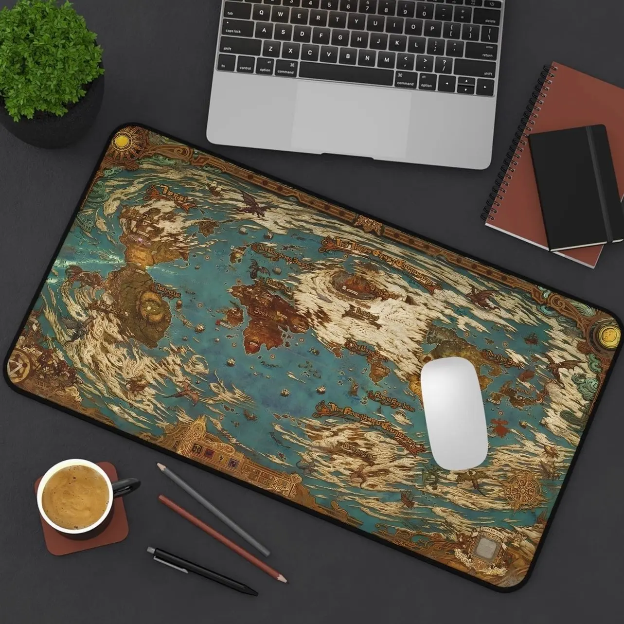 FFXIV Eorzea World Map Desk Mat - Final Fantasy 14 Large Mousepad Hydaelyn Etheirys Dawntrail