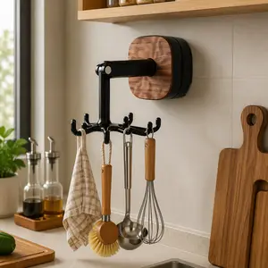 6-claw hook suitable for kitchen utensils, can rotate and fold 360 ° without drilling, wall mounted storage, also suitable for bathrooms, bedrooms, offices, multi scenario use
