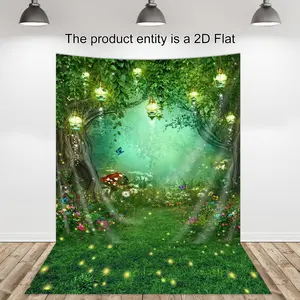1PC,2D Flat Fairy Tale Forest Backdrop, Enchanted Grassland Mushroom Butterfly Tapestry, Photography Background for Kids' Birthday Party, Bedroom & Living Room Decorative Wall Hanging, Picnic Cloth