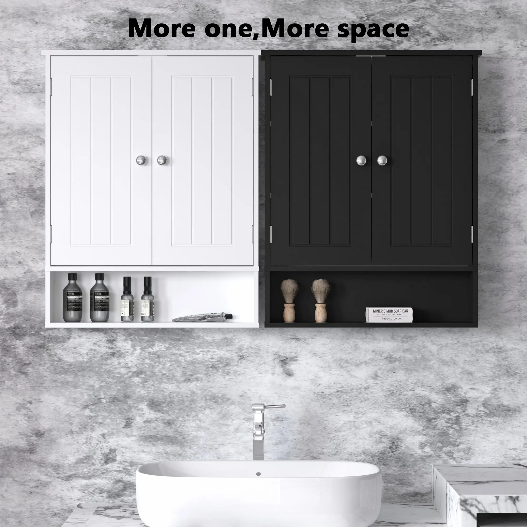 White Classic Wooden Wall Cabinet with Door - Single Unit Modern Storage, Multi-Layer Bathroom Storage, Adjustable Shelves, Requires Assembly (Suitable for Bathrooms, Living Rooms)