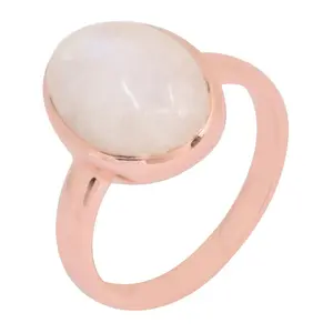 Affinity Gems 5.43 ct Oval Rainbow Moonstone Ri ng, Rosetone