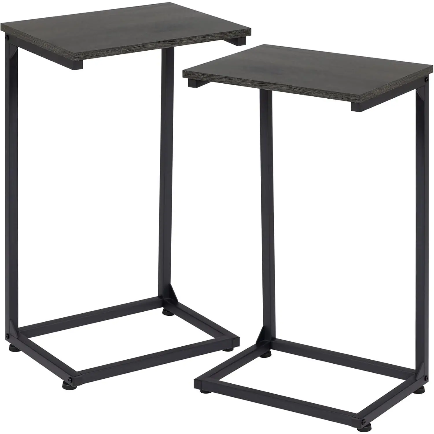 C Shaped End Tables Set of 2, Couch Side Tables that Slide Under Sofa, TV Trays for Living Room, Bedroom, Small Space, Dark Grey HET02BDG
