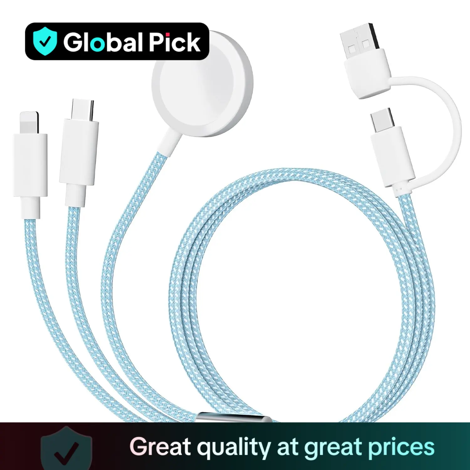 USB C Watch Charger, 3-in-2 Data Cable, Travel Multi Data Cable for iWatch Ultra SE 1/2, iPhone 15/14/13 Galaxy Android Android