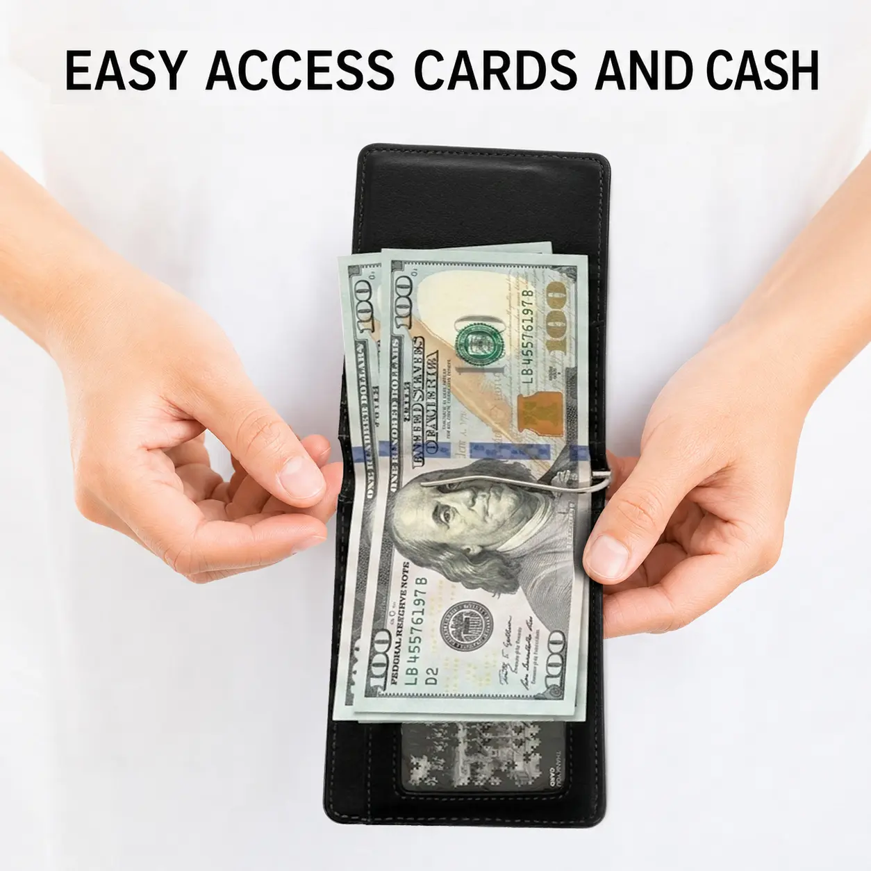 UNDER THINKER Genus Slim RFID Money Clip Wallet for Men, Faux Leather Card Holder with 6 Card Slots SP TDF