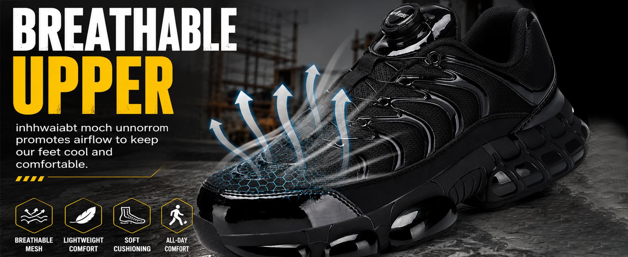 ARISIC Men's & Women's Safety Work Shoes - Work & Safety Footwear, Lightweight Steel Toe Boots with Twist Lock Laces, Puncture-Proof, Slip-Resistant