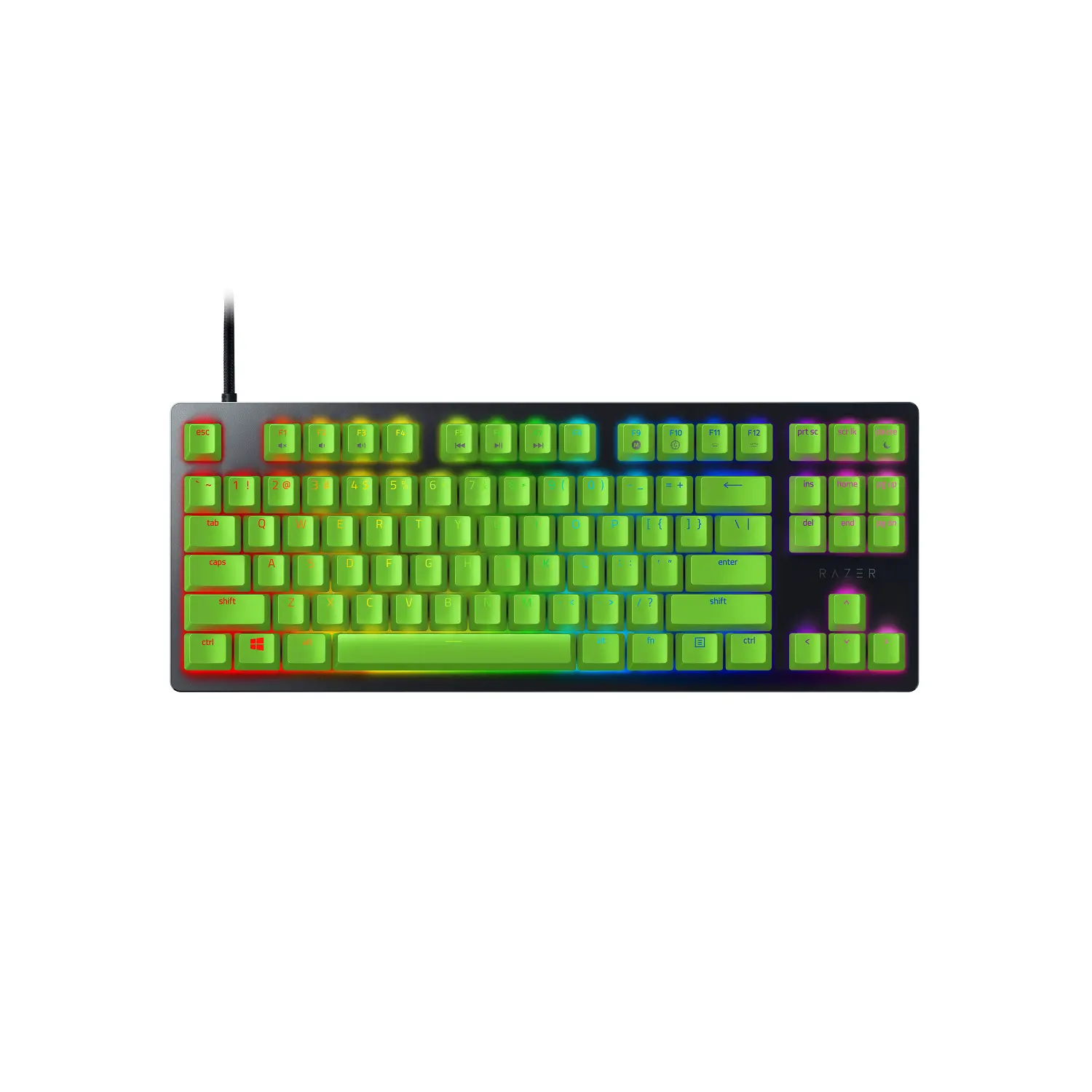 Razer Huntsman Tournament Edition Wired Optical Gaming Keyboard, 87 Keys, Green Dual-Layer Keycaps, US Layout, Cloud Storage, Convenient Mobility