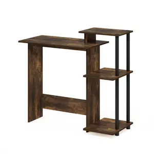 Here is a desk that helps your setup feel more put together: the EFFICIENT Desk in Amber Pine gives you a 28.6-inch desk, three open side shelves, and room for a dorm, bedroom, or home office.
