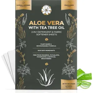 Laundry Detergent Sheets & Fabric Softener | |-Free &  Up to 100 Loads | Aloe Vera & Pure  Tree Oil | -Based, Biodegradable, Enzyme , Safe