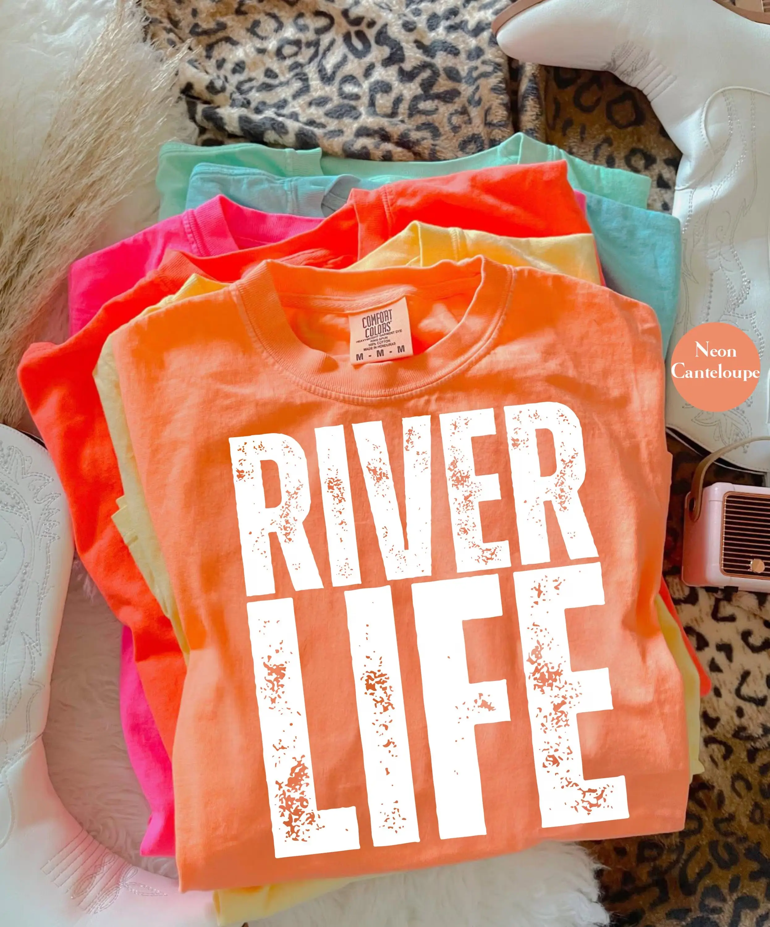 River Life Summer Comfort Colors Shirt | Boating Vacation Shirt | River Shirt | Camping Summer Shirt | Boho River Life Graphic Shirt Tee