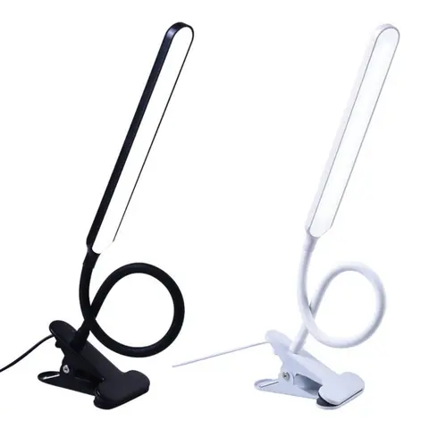 10W LED Clamp Desk Lamp - Adjustable Arms, 3-Level Dimmable, Extra-Long Flexible Gooseneck, Polycarbonate-Plastic, Natural Light Eye-Care Anti-Glare Adjustable Mechanism Dimmable Portable Clamp-On Desk Lamp with Bases & Shades for Reading, Workbench, Anti