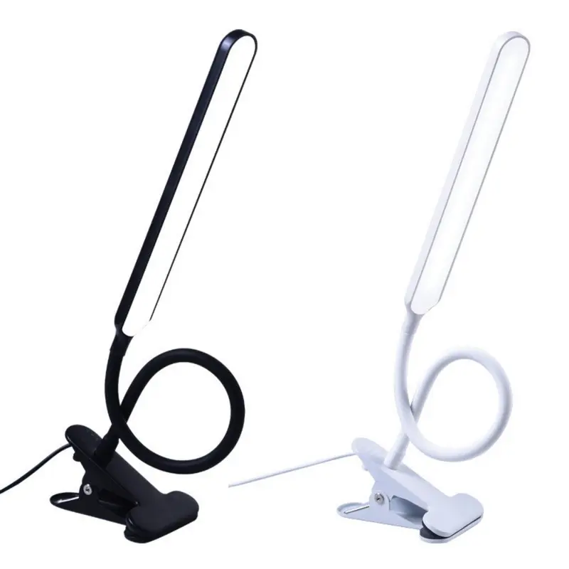 10W LED Clamp Desk Lamp - Adjustable Arms, 3-Level Dimmable, Extra-Long Flexible Gooseneck, Polycarbonate-Plastic, Natural Light Eye-Care Anti-Glare Adjustable Mechanism Dimmable Portable Clamp-On Desk Lamp with Bases & Shades for Reading, Workbench, Anti
