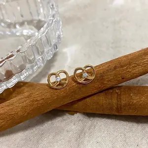 Salted Pretzel Stud Earrings - Miniature Food Jewelry - Cute and Fun Gift for Women and Girls