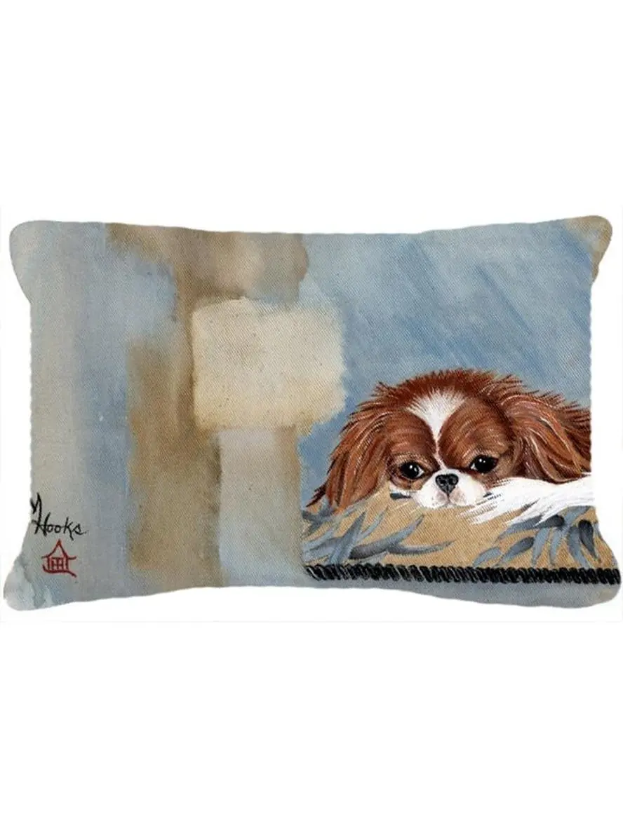 Japanese Chin Resting Pose Fabric Pillow, Whimsical Home Decor for Room & House Bedding & Soft Furnishings
