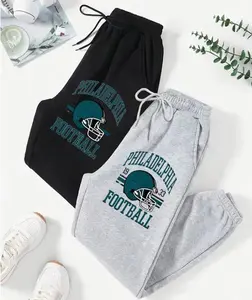 #Philadelphiaaa Football Logo Print Color Men Women Letter Print Sweatpants, Casual Regular Fit Pants For Spring & Fall, Cotton Graphic Casual Sweatpant