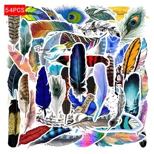 54 Feather Pattern Waterproof Stickers, Car Water Bottle Luggage Phone Laptop Decals, Durable Decorative Adhesives for Personalization