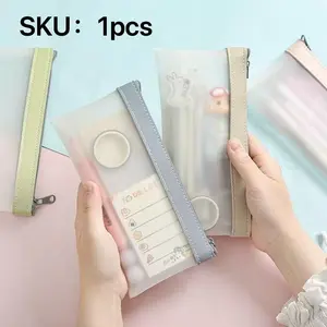 Large Capacity Transparent Design Pencil Case, High-Quality Japanese Style Stationery, Ideal for Exams and Office Use, School Supplies