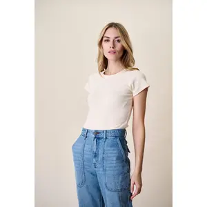 Pointelle Short Sleeve Crewneck - Ivory