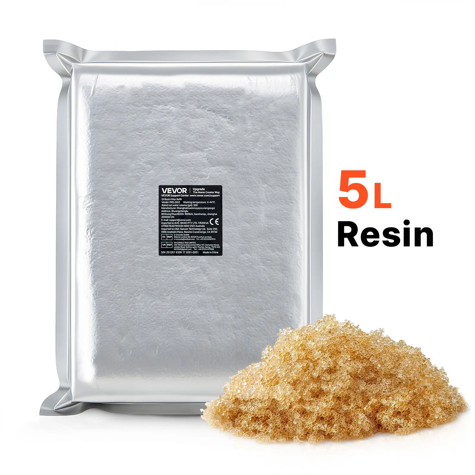 【Summerfinds】VEVOR 5L Mixed-Bed Deionized Resin Filter Refill, Car Wash Equipment for Spotless Systems, Refillable Cartridge Compatible with Car, RV Water Systems Car Wash Kit