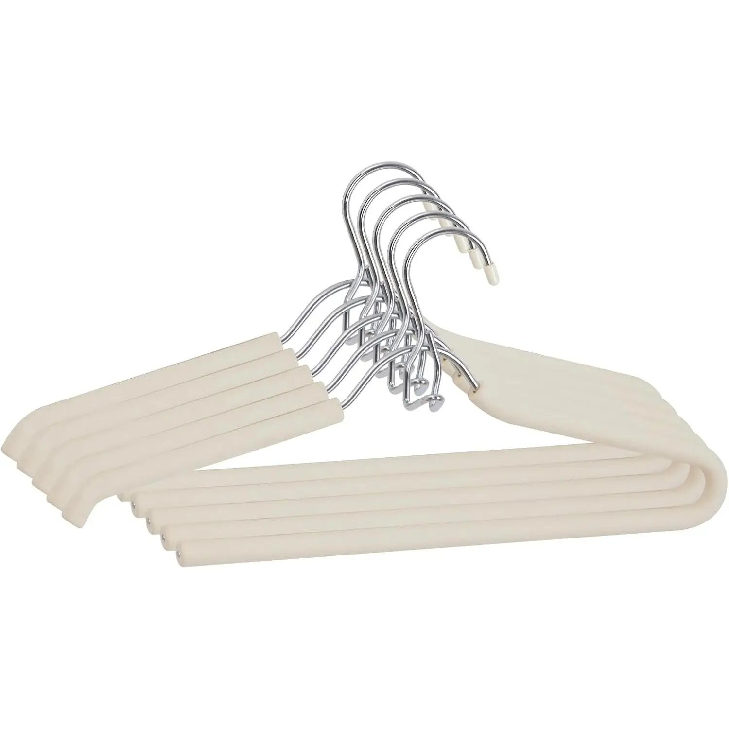 Padded Clothes Hangers with Hooks - Sponge Non Slip Chrome  Heavy Duty Space Saving Open Ended for Women Men Pants Coat Beige 5 Pack