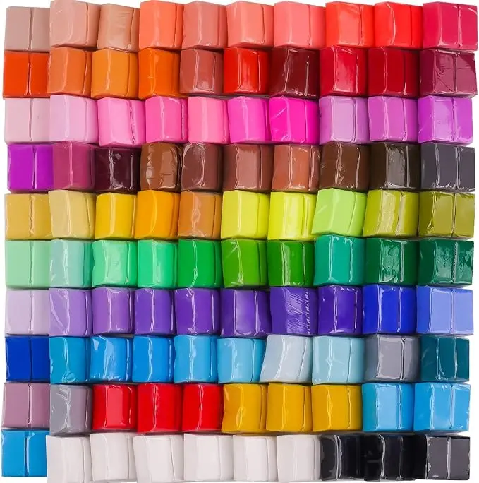 Tomorotec 100PCS Bulk Small Polymer Clay Blocks Value Pack - Unisex DIY Craft Kits with Sculpting Tools for Tactile Play, STEM Construction, Children Development & Creative Growth (Ages 3+)