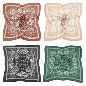 4-Pack Large Size 27'' Square Satin Head Scarves, Silk-Feel Gloss Finish Headband Scarves for Women, Boho Sports & Outdoor Face Cover Accessories tiktokshopspringglowup outdoorfun