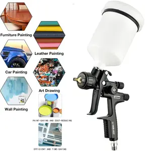 1.3mm Hvlp Spray Gun, 600ML Large Cup, Pneumatic Paint Sprayer, Ideal for Car, Furniture, Model, Wall Painting, Water-Based Paint